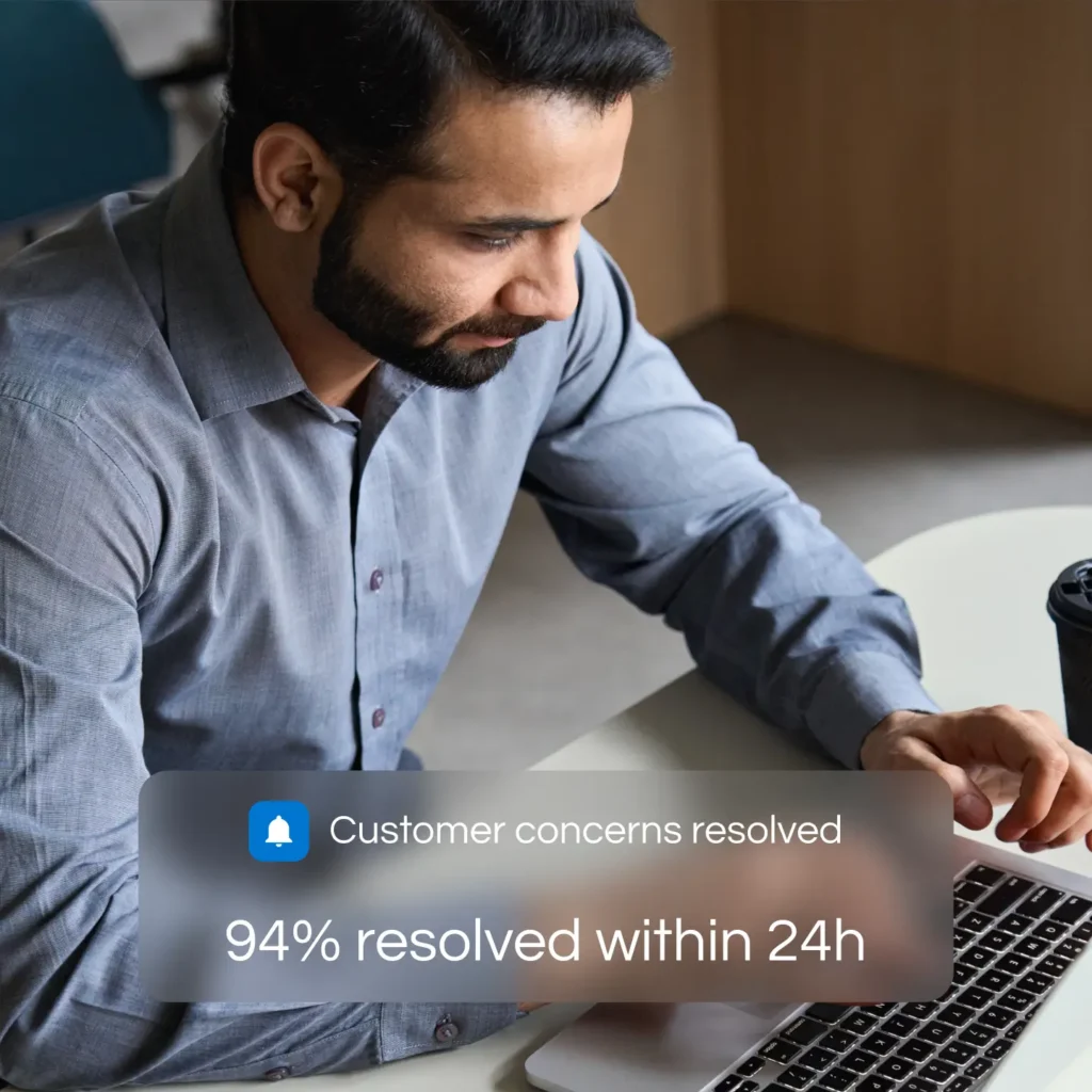 Male Doctor on laptop assessing customer concern resolutions by Marker Marketing